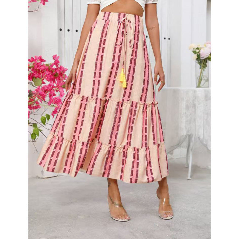 Damen Maxi-Rock mit voluminösen Rüschendetails und knöchellanger Passform R&B