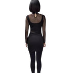 Damen Mini-Kleid mit transparenten Ärmeln und funkelndem Detail R&B