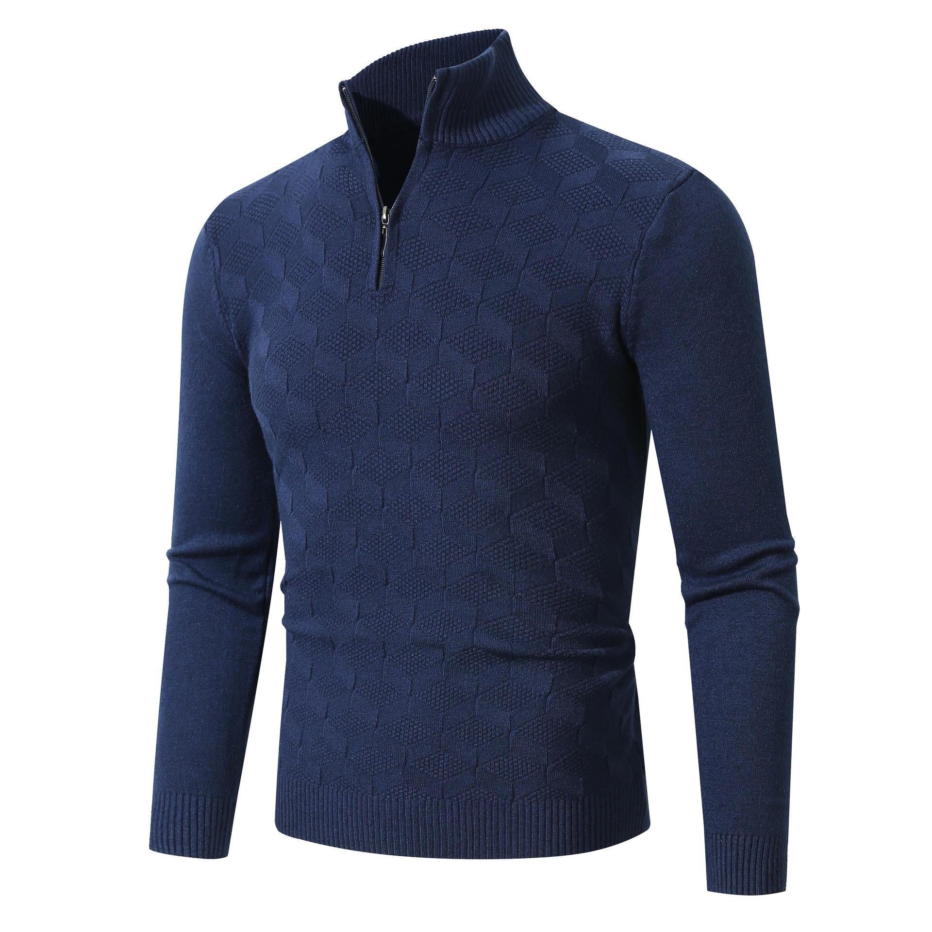 Herren modischer Strickpullover mit halbem Reißverschluss und strukturiertem Design R&B