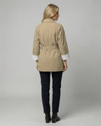 Damen Mode online taillierter Trenchcoat mit Stehkragen und Spitzenmanschetten R&B