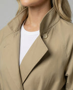Damen Mode online taillierter Trenchcoat mit Stehkragen und Spitzenmanschetten R&B