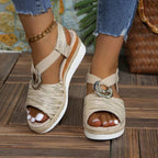 Damen Wedge-Sandalen mit modischem Glitzermuster und komfortablem Fußbett R&B