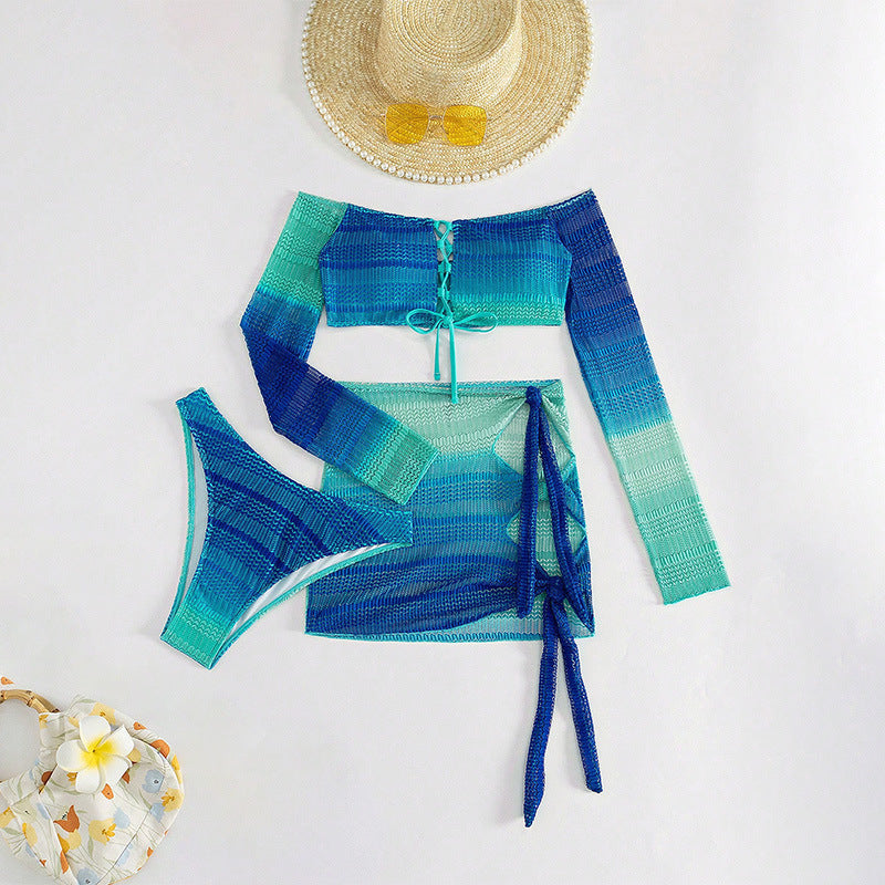 Damen Eleganter Oberteil und Rock Bikini Set R&B