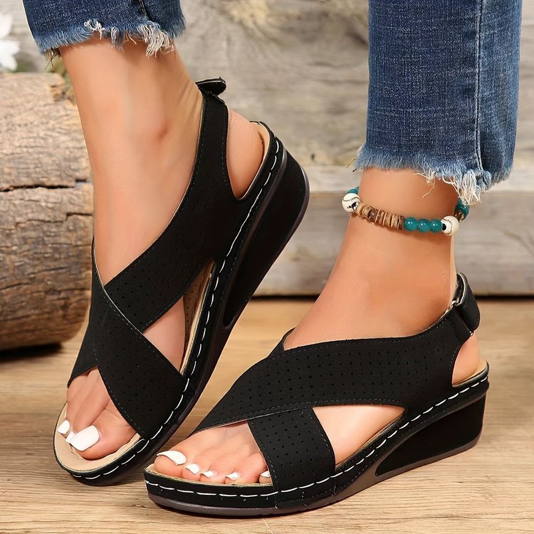 Damen Elegante Komfort Sandalen mit kreuzenden Riemen R&B