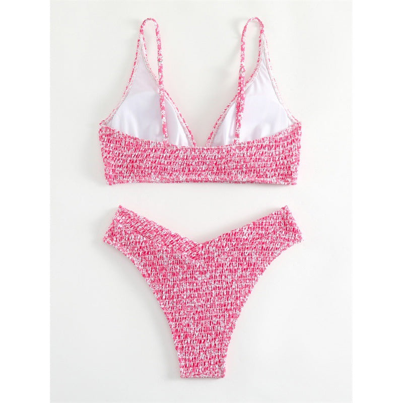 Damen Triangel-Bikini-Set mit gerafftem Detail R&B