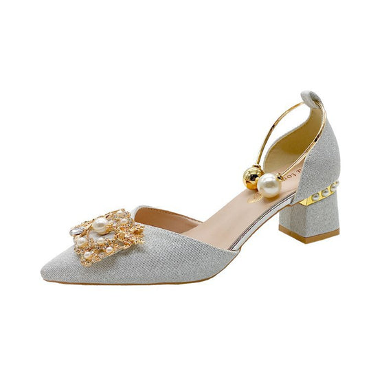 Damen elegante Slingback-Pumps mit luxuriösem Perlenschmuck R&B