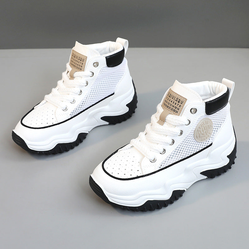 Damen hochgeschnittene Sneakers mit atmungsaktiver Netzstruktur und stoßdämpfendem Sohlenprofil R&B