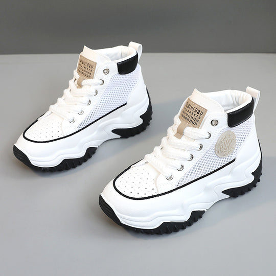 Damen hochgeschnittene Sneakers mit atmungsaktiver Netzstruktur und stoßdämpfendem Sohlenprofil R&B