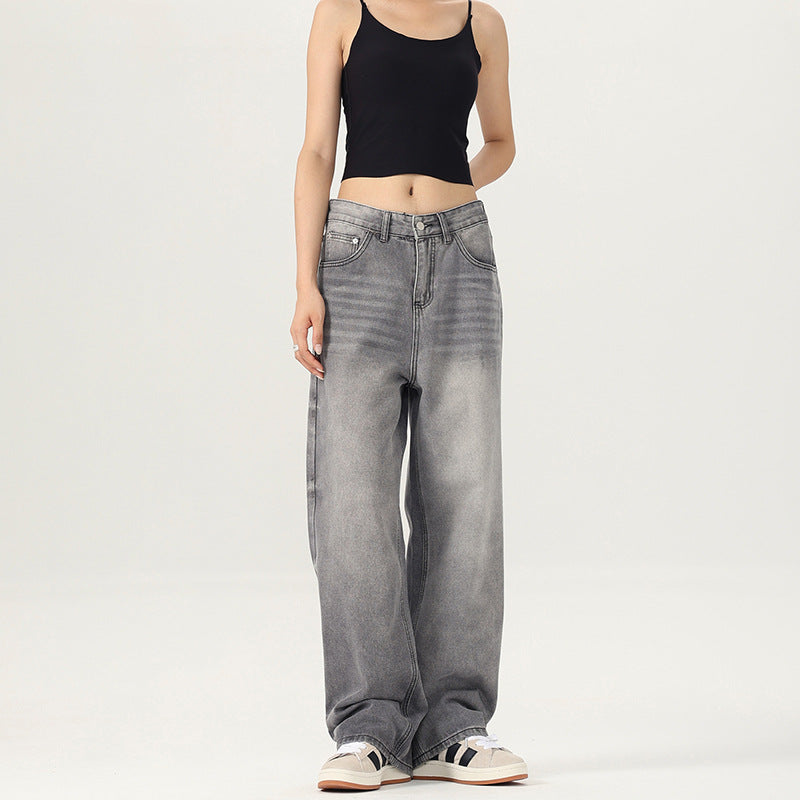 Damen Weite Jeanshose im lässigen Vintage-Stil mit hohem Bund R&B