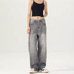 Damen Weite Jeanshose im lässigen Vintage-Stil mit hohem Bund R&B