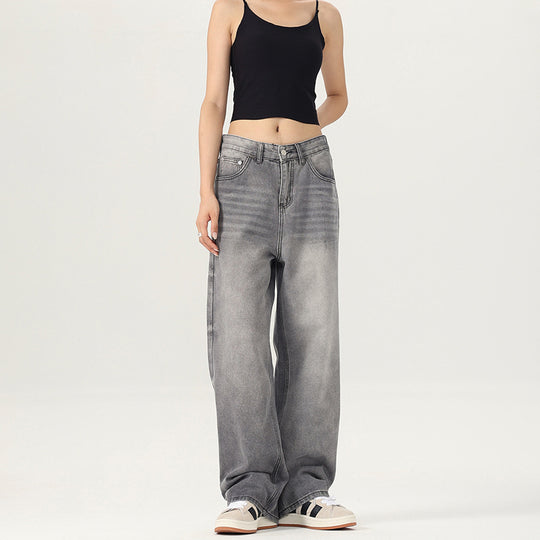 Damen Weite Jeanshose im lässigen Vintage-Stil mit hohem Bund R&B