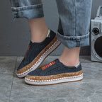 Damen Slip-On Sneakers mit perforiertem Obermaterial und dekorativem Korkrand R&B