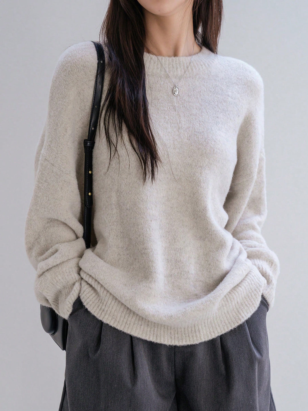 Damen Lässiger Strickpullover mit weitem Schnitt und komfortabler Passform R&B