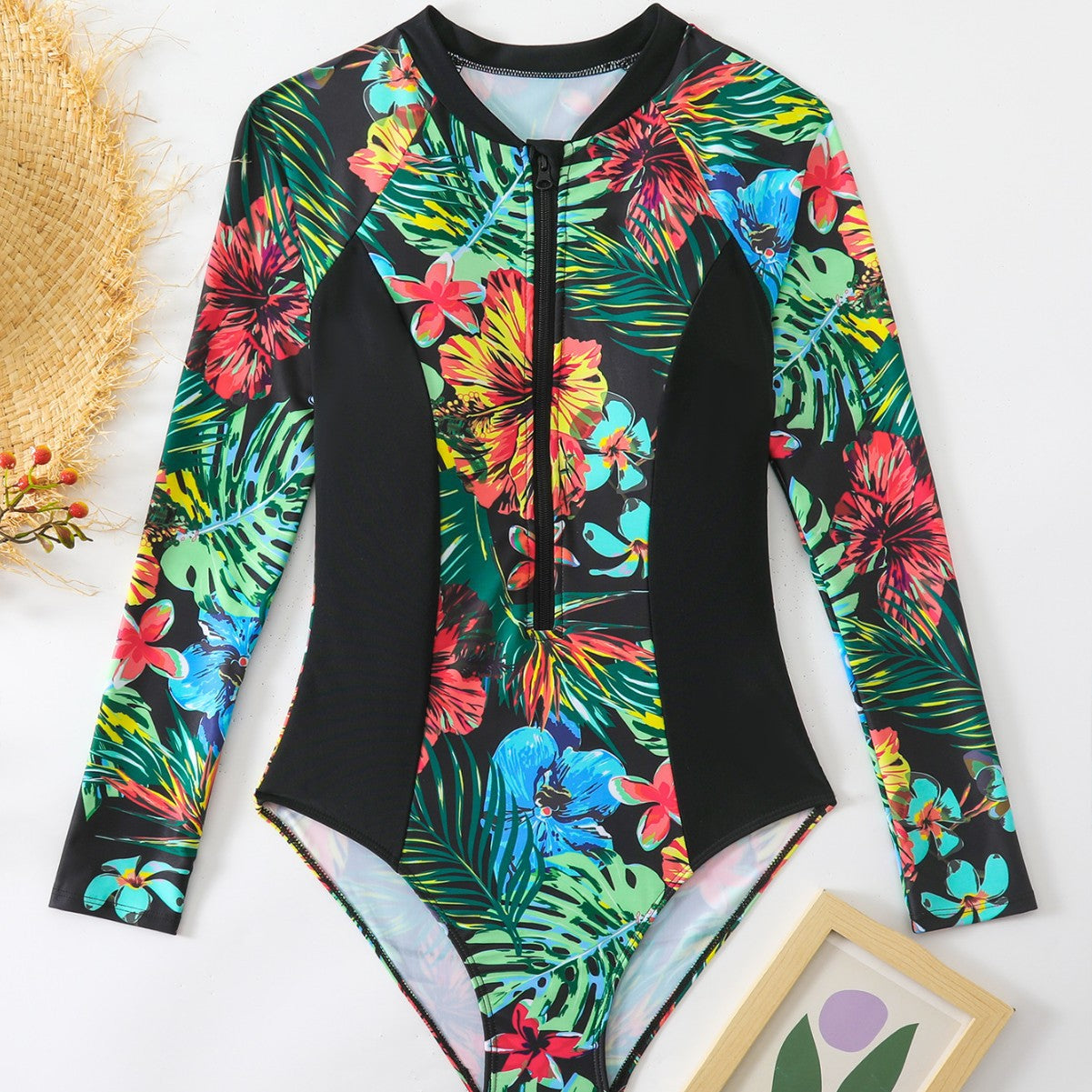 Damen Einteiler Badeanzug mit floralem Muster R&B