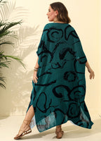 Damen luftiger Kaftan mit stylishem Muster R&B