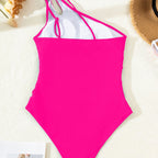 Damen Einseitiger Badeanzug mit elegantem Raffungselement und trendigem Ausschnitt R&B