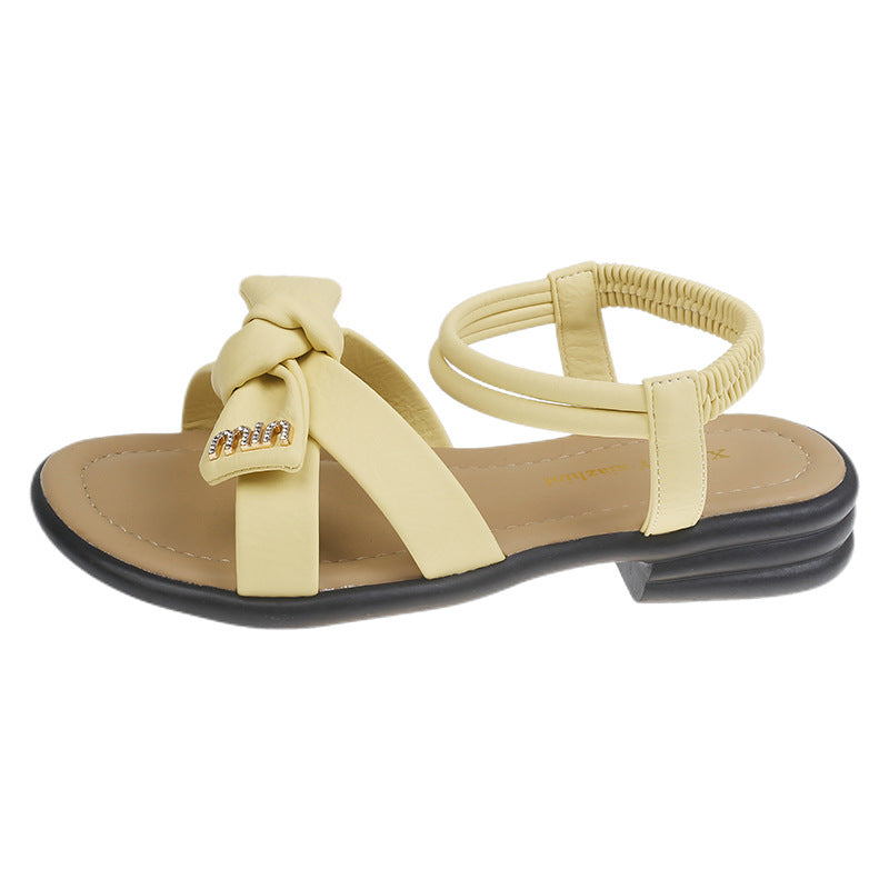 Damen elegante Sandalen mit hochwertigem Knoten-Design und flexiblem Riemen EB