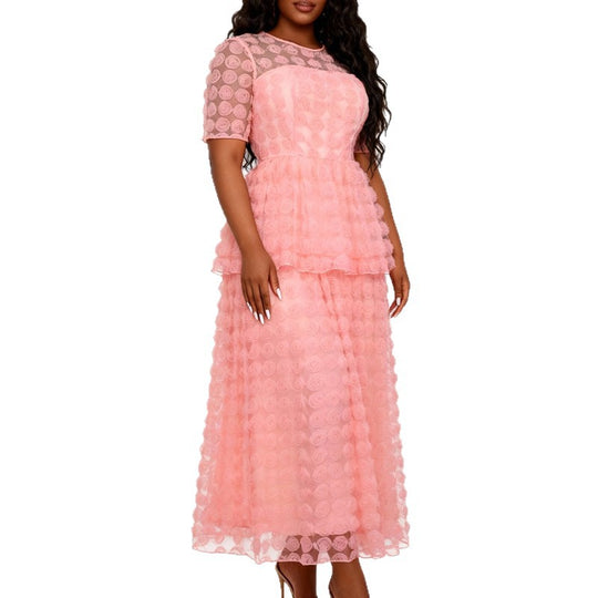 Damen romantisches Tüllkleid mit floralem Design und schichten R&B