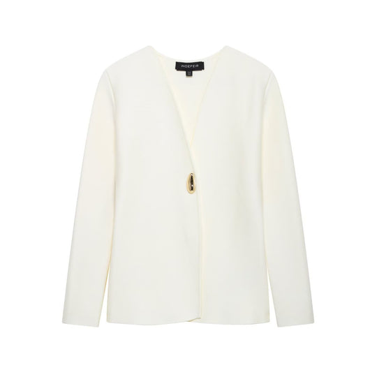 Damen elegante Blazerjacke mit asymmetrischem Schnitt und auffälligem Knopf R&B