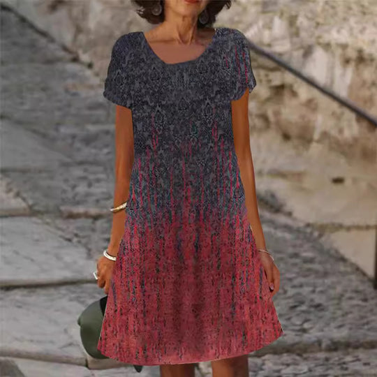 Damen lässiges Sommerkleid mit modernen Mustern und femininem Schnitt R&B