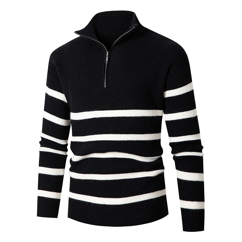 Herren Strickpullover mit Stehkragen und sportlichem Reißverschluss