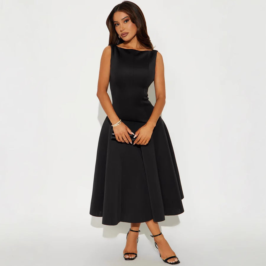 Damen Elegantes zeitloses Cocktailkleid mit schwingendem Rock und minimalistischer Silhouette R&B