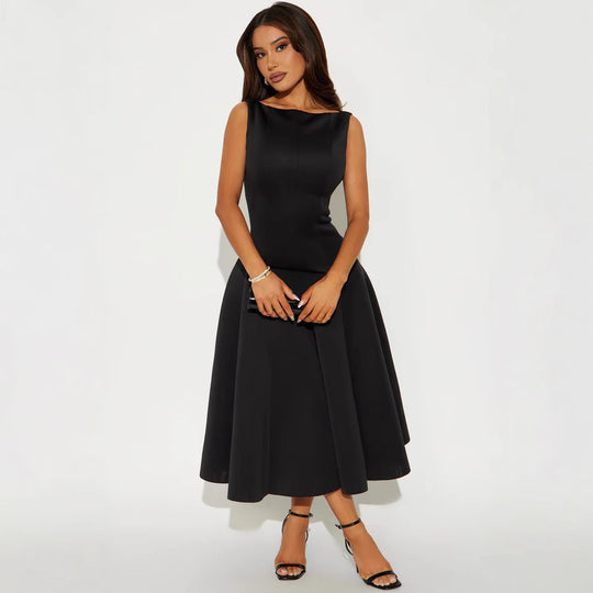 Damen Elegantes zeitloses Cocktailkleid mit schwingendem Rock und minimalistischer Silhouette R&B