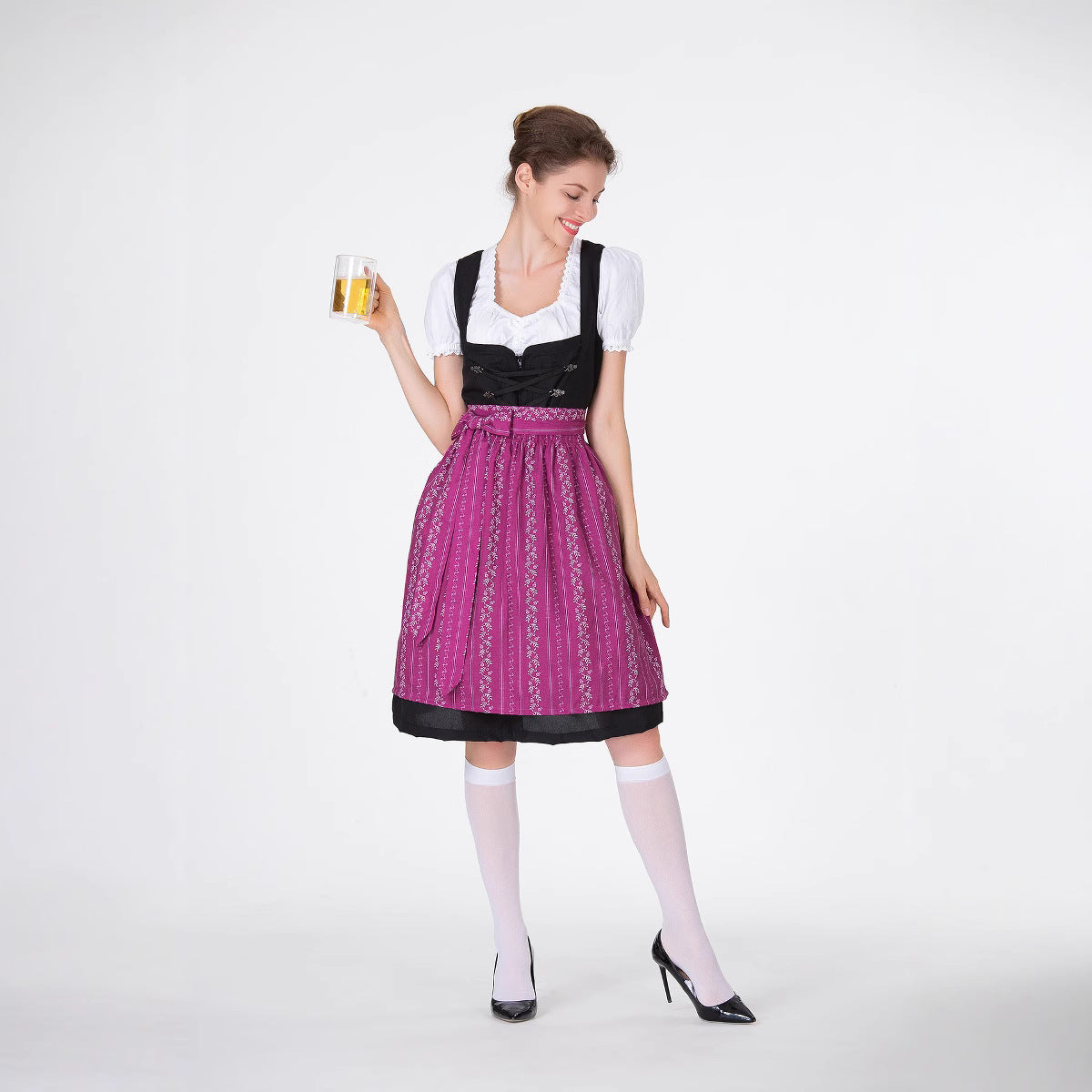 Damen Trachtenkleid mit eleganter Schürze und verspielten Rüschenkanten R&B