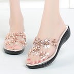 Damen modische Sandalen mit floralen Verzierungen und komfortablem Fußbett