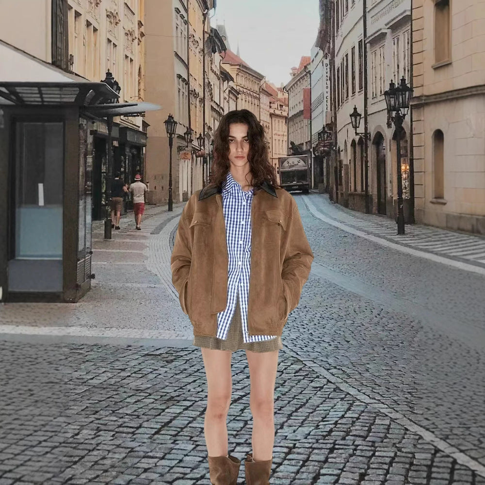 Damen Modische Oversized Weste aus hochwertigem Wildleder R&B