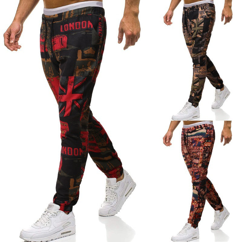 Herren Cargohose mit urbanem Print und elastischem Bund