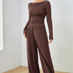 Damen Lässiges Oberteil und weite Hose Set R&B