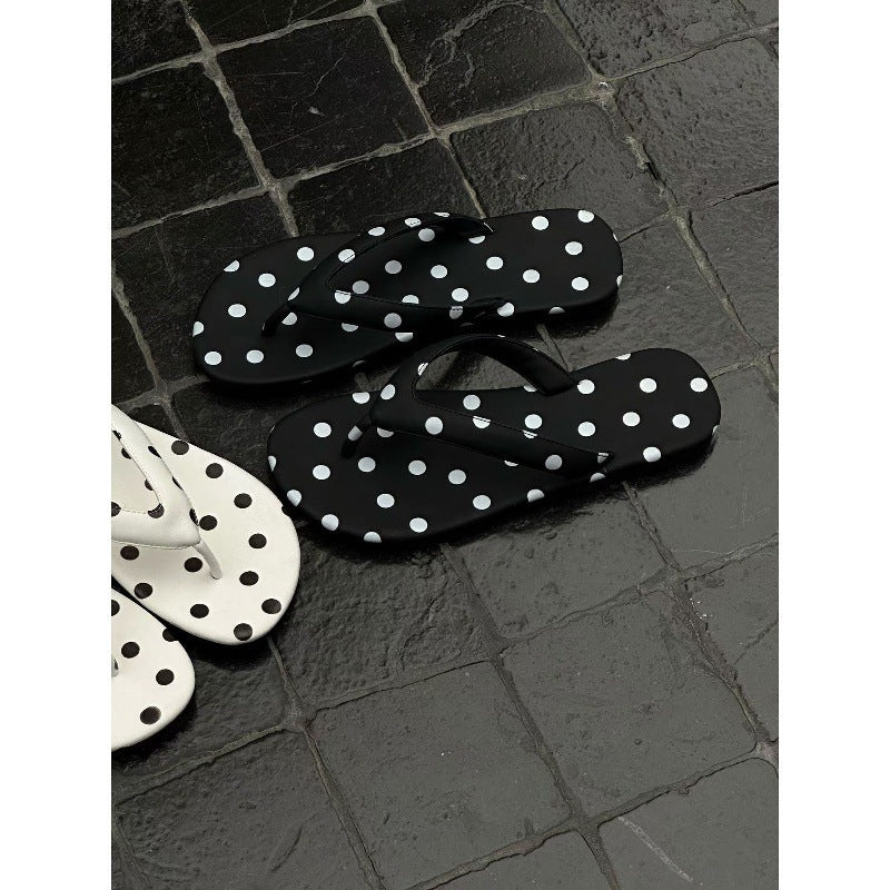 Damen trendige Zehentrenner-Sandalen mit Polka-Dots-Dekor R&B