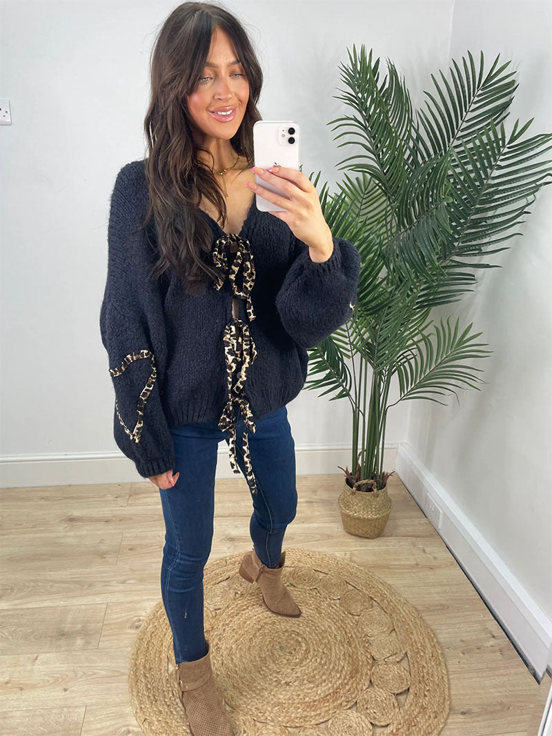 Damen lässiger Strickpullover mit verspielten Details R&B