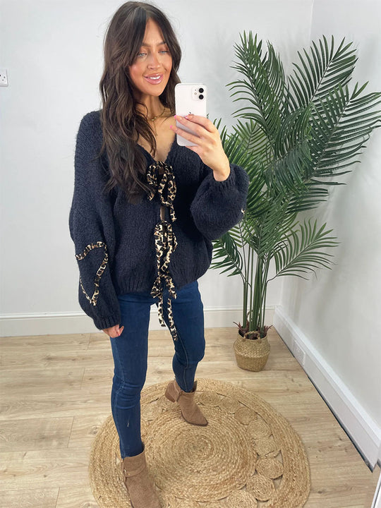 Damen lässiger Strickpullover mit verspielten Details R&B
