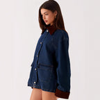 Damen Denimjacke mit Kapuze und kontrastierenden Ärmeln R&B