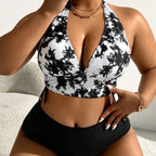 Damen Hochgeschnittener Bikini mit floralem Muster R&B