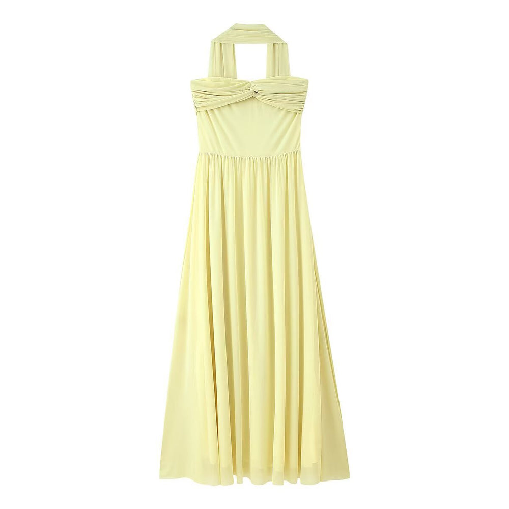 Damen Maxikleid mit eleganter Schulterpartie und fließendem Rock R&B