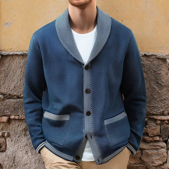 Herren Strickjacke mit eleganten Knopfdetails und breitem Schalkragen R&B