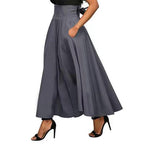 Damen weit geschnittene Palazzo-Hose mit eleganten Taschen und hohem Bund R&B