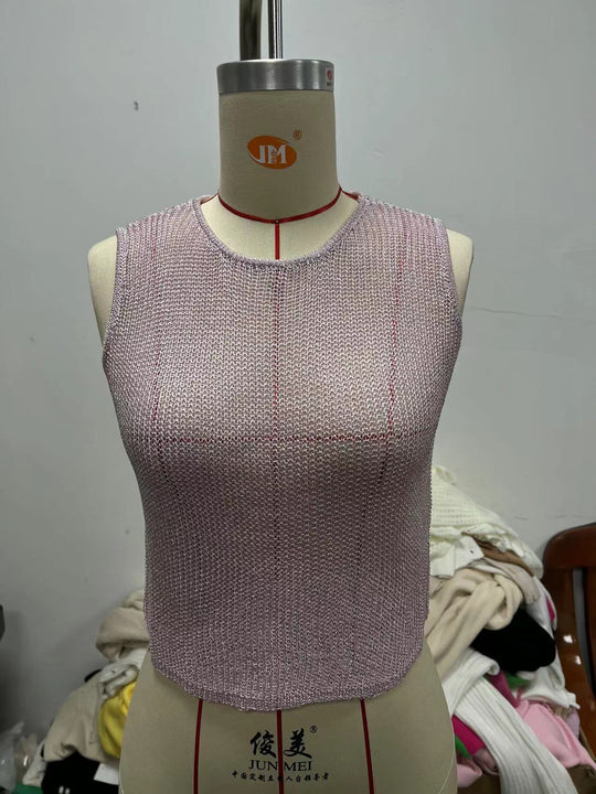 Damen glitzerndes Stricktop mit gerafftem Minirock R&B