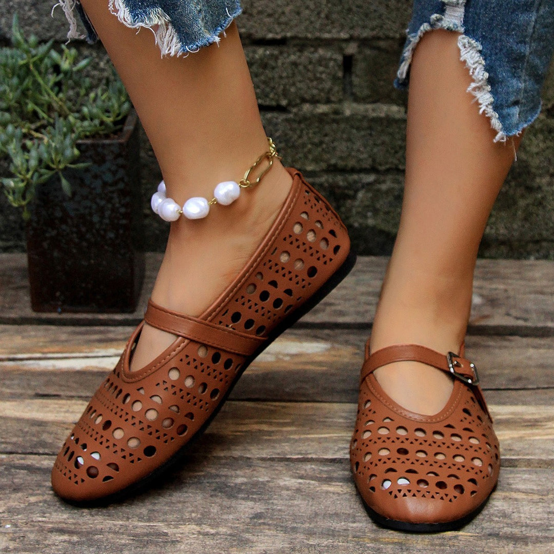 Damen komfortable Halbschuhe mit atmungsaktivem Design und verstellbarem Riemchen R&B
