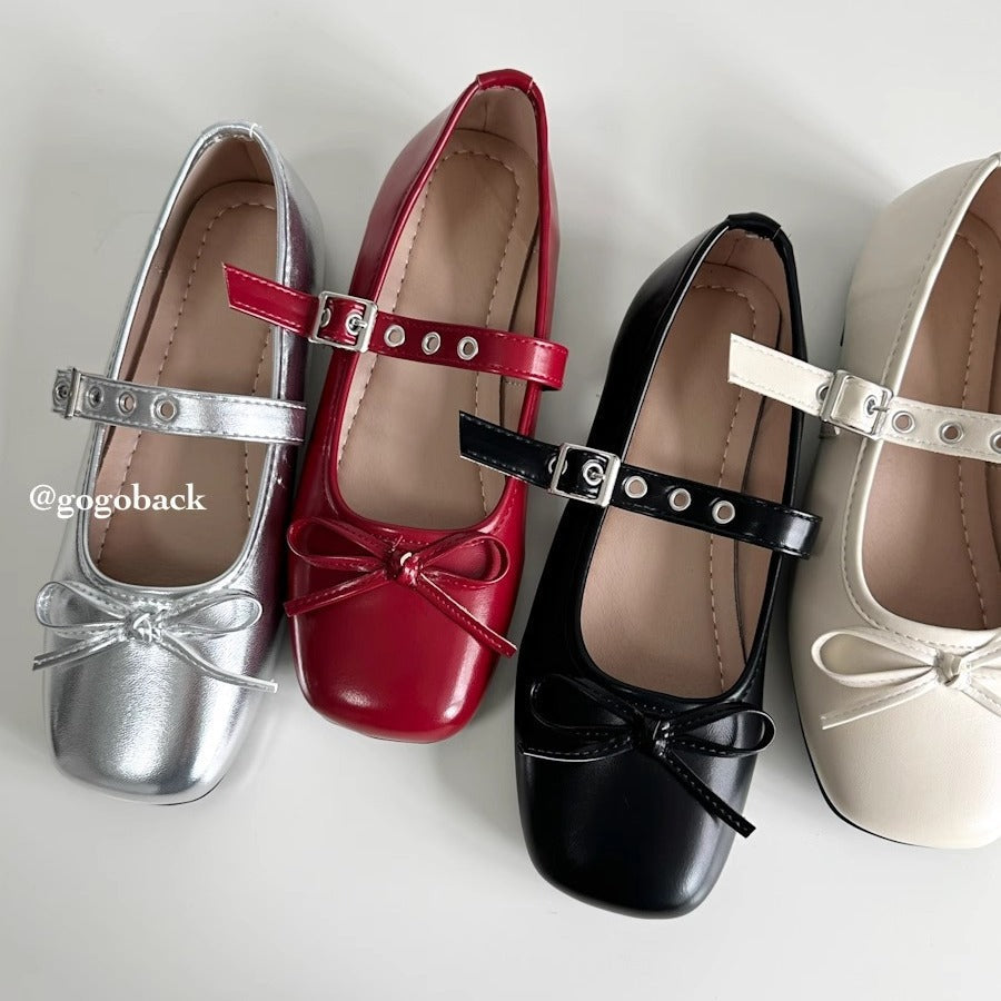 Damen Ballerinas mit dekorativem Schleifenakzent und verstellbarem Riemen R&B