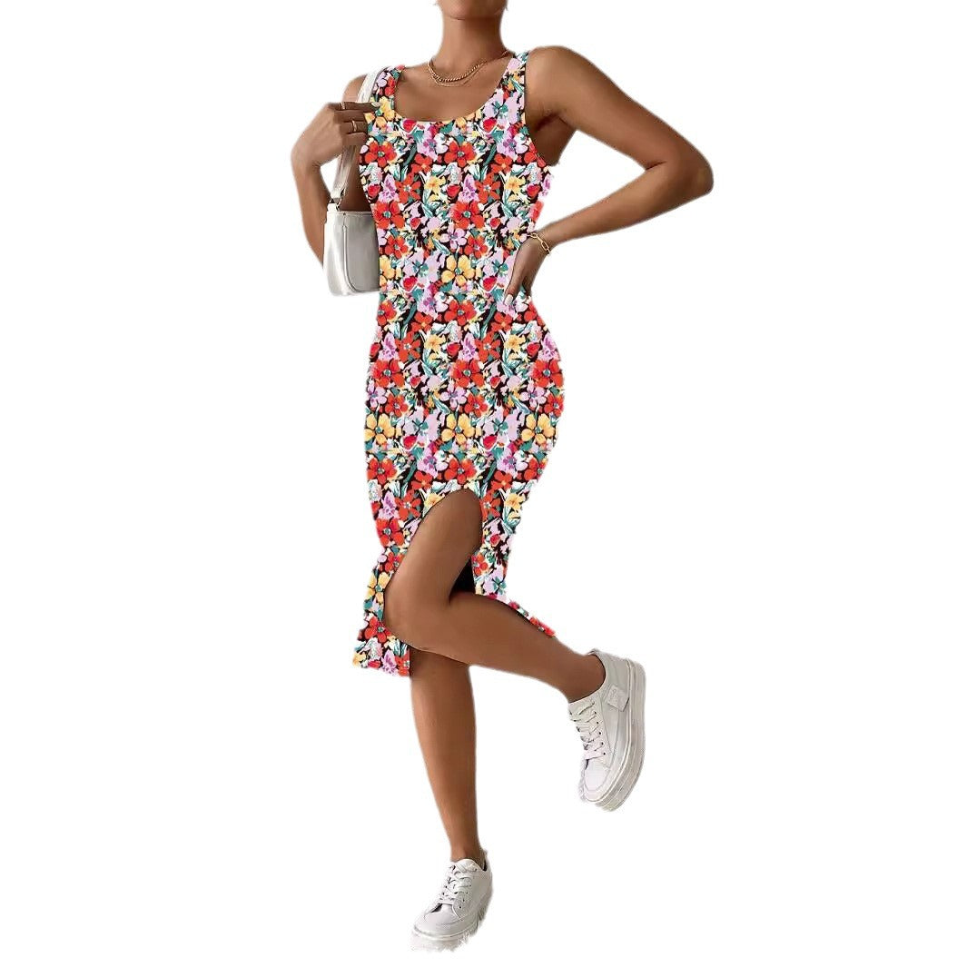 Damen Figürliches Maxikleid mit auffälligem Farbdesign R&B