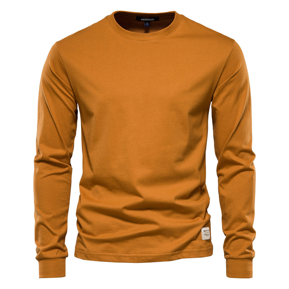 Herren nan klassisches langärmliges Baumwollshirt mit Rundhalsausschnitt und elastischen Bündchen R&B