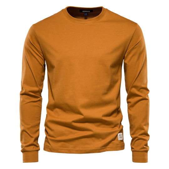 Herren nan klassisches langärmliges Baumwollshirt mit Rundhalsausschnitt und elastischen Bündchen R&B