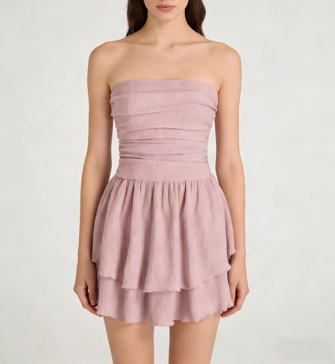 Damen Wickelkleid mit gerafftem Oberteil und fließendem Rock R&B