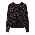 Damen kuschelige Leopardenmuster Strickjacke mit durchgehendem Knopfverschluss
