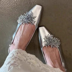 Damen Slingback-Pumps mit funkelnden Zier-Elementen und modischem Blockabsatz