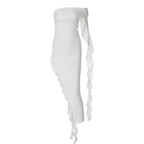 Damen elegantes Wickelkleid mit asymmetrischem Rüschendesign und dekorativem Oberteil R&B